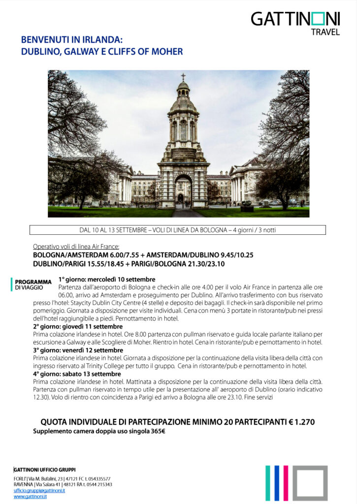 Gita in Irlanda dal 10 al 13 settembre 2025